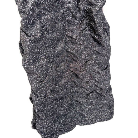 NWT Wild Fable Black Sparkle Ruched Bodycon Mini Dress Spaghetti Straps V Neck - Picture 5 of 16